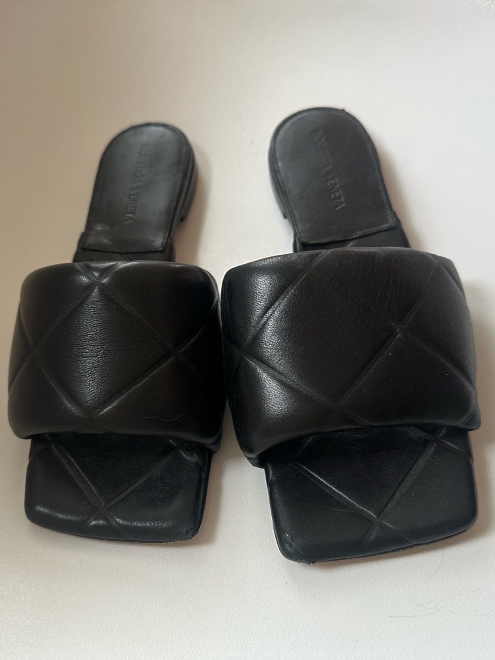 Black Bottega Veneta Slide Sandals -